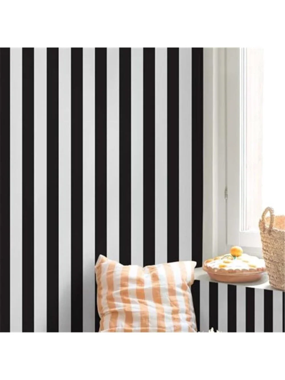 Black White Striped Peel and Stick Wallpaper Self Adhesive Removable Contact